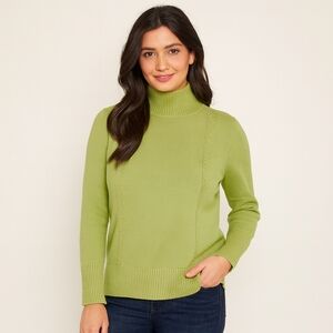 Alison Sheri Green Mock Neck Sweater – Cozy & Chic Style Size Med